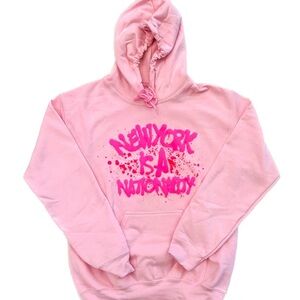 New York Is A Nationality Pink Graphic Hoodie ZaZa Remix